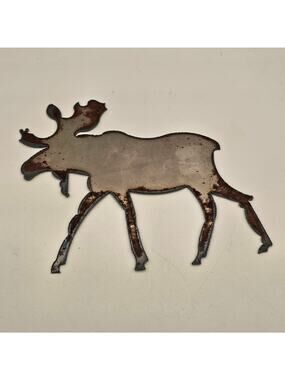 Vintage Rusty Metal Moose Cutout Rustic Cabin Wall Decor Craft Silhouette 9x7